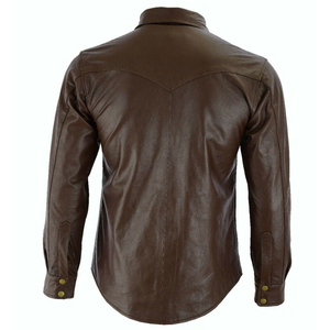 Camisa de cuero de nuevo estilo para hombre, personalizada, de manga larga, informal, con cuello alto, de alta calidad. - Product Image 3
