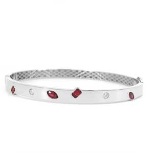 Multi-Cut Ruby Diamond Bangles Flush Set Sparkling Moissanite Diamond Wedding Elegant Luxury <b>Cuff</b> Hinge <b>Bracelets</b> 14K Solid Gold - Product Image 4