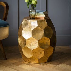 Mesa Auxiliar Metálica Curva con Acabado Dorado, Mueble Artístico Decorativo, Mesa Auxiliar Moderna, Decoración Elegante para el Hogar - Product Image 6