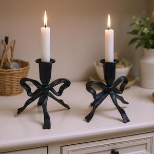 Nordic <b>Black</b> Metal Pillar Candle Holders Set <b>Candlestick</b> Stand Eco-Friendly Durable Luxury Unique Handmade for Wedding Home - Product Image 3