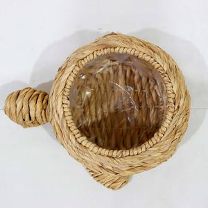 Maceta Decorativa Tejida de Jacinto de Agua con Forma de Tortuga, con Forro, Capacidad de 3L, Cesta de Almacenamiento Interior - Product Image 6