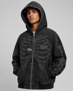Sweat-shirts à capuche délavés pour hommes 100 % coton, pull-over d'hiver personnalisable, respirant, séchage rapide, faible MOQ - Product Image 1