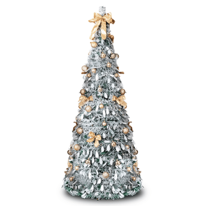 Albero di Natale Artificiale Pre-Illuminato 6 Piedi, Effetto Neve, 100 Luci Calde, Decorazioni Dorate in PVC, Super Realistico per Casa e Ufficio - Product Image 1
