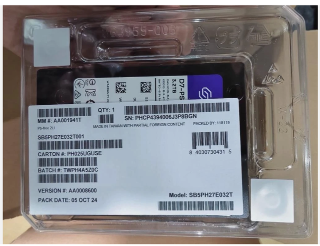 New D7-PS1030 3.2TB U.2 NVMe PCIe 5.0 X4 Enterprise SSD SB5PH27E032T001 Mixed-Use Solid State Drive