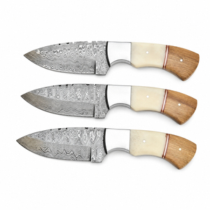 Burraq DIY OEM Custom Handmade Damascus Steel 9-inch <b>Clip</b> Point Skinning Knife with Colorful Wood Handle for Camping Kitchen Use - Product Image 3