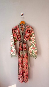 Women Boho Kimono Robe Pure Cotton Kimono Cotton Kimono Long Printed Robe Unisex Clothing Gift for Him Bridesmaid Gift <b>Cardigan</b> - Product Image 3