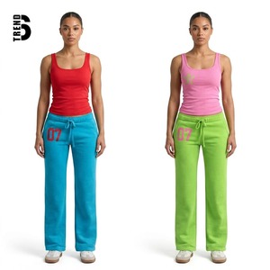 Ropa de Boutique al por Mayor, Conjunto de 2 Piezas para Mujer, Camiseta sin Mangas y Pantalones Deportivos, 100% Algodón, Felpa, Ecológico, Ropa Deportiva de Invierno - Product Image 2
