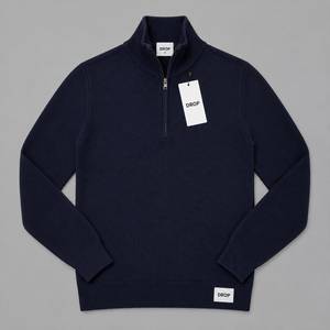 Cardigan en maille à col montant zippé pour homme, mélange de coton, léger et décontracté, OEM ODM, logo personnalisé, prix de gros au Bangladesh - Product Image 2