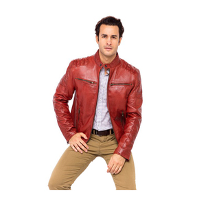 Chaqueta de Motociclista Retro Urbana para Hombre Jaffico International, de Cuero PU, Corte Ajustado, con Cierre, Estilo Casual, para Otoño - Product Image 2