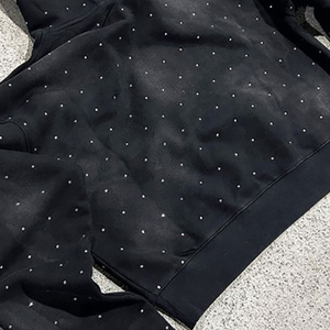 Sweat à capuche zippé pour homme 100% coton délavé à l'acide avec strass, logo brodé, effet soleil éclairé, écologique, respirant, couleurs personnalisables, 380g - Product Image 3