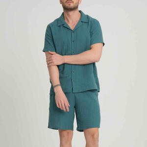 Best Quality Short Sleeve Casual Polo Shirt and Short <b>Sets</b> Two Piece Outfits Polo <b>Twin</b> <b>Set</b> for Men Full Button Solid Color 2027 - Product Image 1