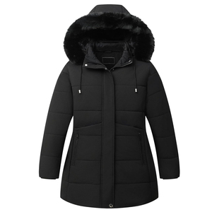 Manteau d'hiver imperméable pour femme, nouvelle conception, à manches longues, rembourré, alternatif au duvet, chaud, parka avec capuche en fourrure - Product Image 3