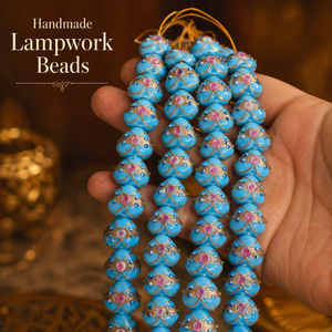 Perles en verre soufflé à la main en forme de cœur, 18 mm, bleues, décoratives, pour la fabrication de bijoux, bracelets, colliers, artisanat DIY - Product Image 5