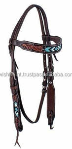 Top Seller Western Horse Products Brida de cabeza de cuero con cuentas y herramientas a mano - Product Image 4