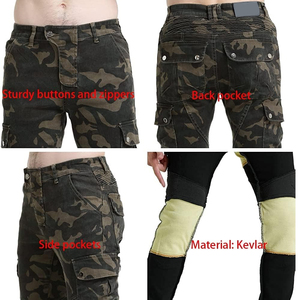 Pantalon de moto résistant à l'usure, pantalon de course à moto doublé de Kevlar avec protections amovibles CE pour les genoux et les hanches, pantalon cargo camouflage pour homme - Product Image 2