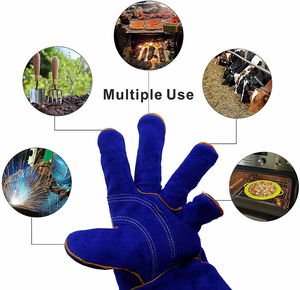 Gants de sécurité en cuir jaune HARAZ HRZ-141, protection thermique, longueur coude, non doublés, style uni, détection d'aiguilles, compatibles écrans tactiles, quatre doigts - Product Image 3