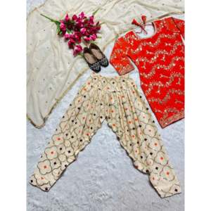 Conjunto de ropa de fiesta de diseñador para mujer Top Patiala Salwar Dupatta - Product Image 4
