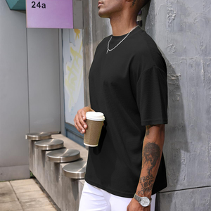 เสื้อยืดโอเวอร์ไซส์สำหรับผู้ชายเสื้อเชิ้ตทรงโอเวอร์ไซส์ลำลองผ้านุ่มสีทึบและใส่สบาย - Product Image 5