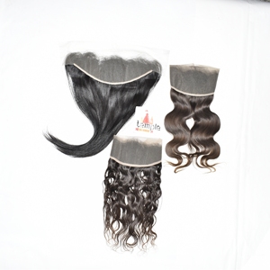 Extensions de cheveux humains 100% Remy, ondulés profonds, couleur naturelle noire, 13*4 Frontal, 100g, faciles à appliquer - Product Image 4