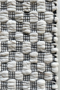 Alfombra Antideslizante Moderna de Lana y Algodón AISHA FABS, Tejida a Mano, Textura Gruesa, Tejido Plano, Color Natural, Duradera, Trenzada, para Puerta, Habitación o Sala - Product Image 3