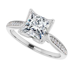 Princess Cut Moissanite Certified Prong Set <b>Ring</b> 925 Sterling <b>Silver</b> White Gold Plated Luxury <b>Solitaire</b> Engagement Bridal - Product Image 5