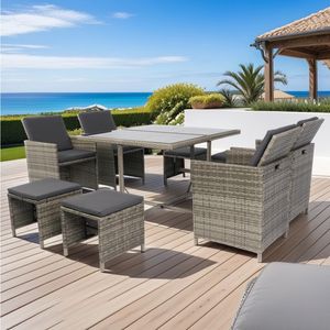 Juego de Muebles de Mimbre Sintético para Jardín y Patio, Diseño Moderno Premium, Modular, 8 Plazas, Resistente al Agua, No Plegable, Marca IPRO - Product Image 2