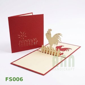 ANN HANDICRAFT FS006 Handmade 3D Pop-Up Chicken Greeting Card Hot Stamping Laser Engraved Papper <b>Matte</b> <b>Varnishing</b> Back to School - Product Image 1