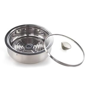 Stainless <b>Steel</b> Round Casserole <b>Pot</b> With Lid 24cm Durable Minimalist Design For Gas - Product Image 2