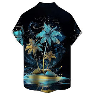 เสื้อชายหาดฤดูร้อนสำหรับผู้ชาย ลายพิมพ์ฮาวายแบบทรอปิคอล แขนสั้น สวมใส่สบาย ติดกระดุม น้ำหนักเบา แห้งเร็ว เป็นมิตรกับสิ่งแวดล้อม เหมาะสำหรับใส่ไปเที่ยวพักผ่อน - Product Image 3