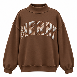 Oversized Relaxed Mockneck <b>Top</b> <b>Long</b> <b>Sleeve</b> Casual Sweatshirt Loose Fit Pullover Streetwear Statement Front Applique Design - Product Image 6