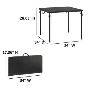 Mesa plegable de resina para exteriores de 34 ", diseño cuadrado negro rico - Product Image 2