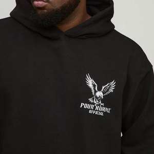 Men's Black Oversized Hoodie Eagle Back Design Streetwear Style 100% Cotton Knitted Regular Fit Autumn Wear Digital Eco-Friendly - Product Image 2