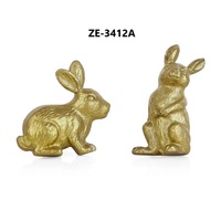 Figurine de lapin en laiton plaqué or, 2,2 pouces, sculpture animale, décoration de Pâques, artisanat en métal moulé