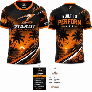 Camiseta Deportiva Personalizada para Hombre, Diseño Nuevo de la Industria ZIAKOT, Color Naranja, Azul Marino y Blanco - Product Image 3
