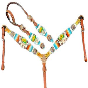 Accessoires occidentaux équestres en cuir personnalisés de soins de cheval-ensemble de brides de quincaillerie en acier de cuivre antique - Product Image 1