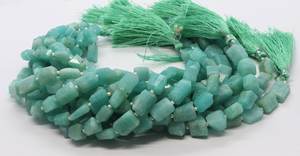 ลูกปัดอะเมโซไนต์ธรรมชาติทรงเหลี่ยมขนาด 7-8 มม. ลูกปัดพลอยอะเมโซไนต์รูปทรงไม่สม่ำเสมอ 10 นิ้ว อะเมโซไนต์ธรรมชาติทรงเหลี่ยมขัดเงา - Product Image 4