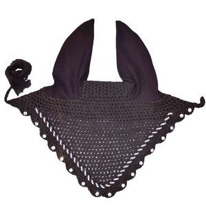 Voile anti-mouches pour chevaux Zenjoy SP-50003 en polyester noir avec bordure en chaîne dorée et oreilles, emballage personnalisé, sport - Product Image 6