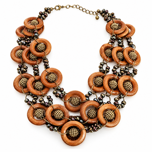Collier artisanal en corne perlée, bijou statement, perles de corne naturelle, accessoire de mode ethnique superposé, bijoux en gros - Product Image 1