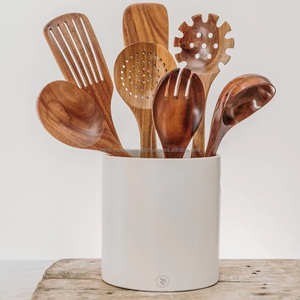 Ensemble d'ustensiles de cuisine en bois d'acacia Couverts jetables Accessoires de cuisine-Spatule Cuillères Fourchettes à salade - Product Image 2