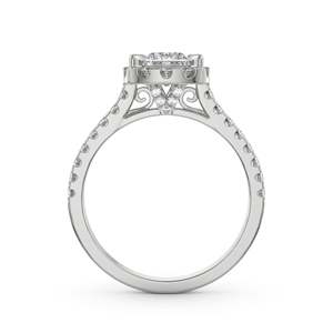 Premium Princess Cut Moissanite Engagement <b>Ring</b> Side <b>Stones</b> <b>Two</b> Tone Gold Pave Setting 925 Silver Luxury Wedding Anniversary - Product Image 4