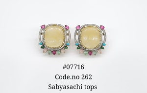 Boucles d'oreilles clous 07716, plaquées Mehandi, en laiton avec pierre double en zircone cubique, pour femme, pour mariage et fête - Product Image 2