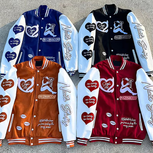 Veste universitaire de qualité supérieure en laine et cuir, avec broderie de patchs en chenille, style baseball haut de gamme - Product Image 1