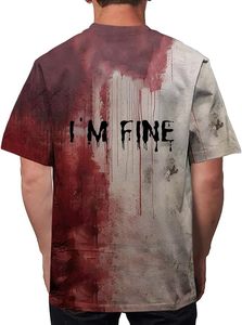 I'm Fine Blood Splatter <b>Gothic</b> T-<b>Shirt</b> Men Short Sleeve O-Neck Printed Design Regular Fit - Product Image 2
