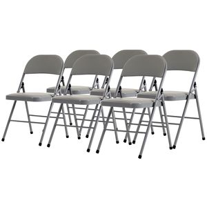 Set di 6 Sedie Pieghevoli Eleganti in PVC Grigio e Ferro per Esposizioni e Convenzioni - Product Image 3