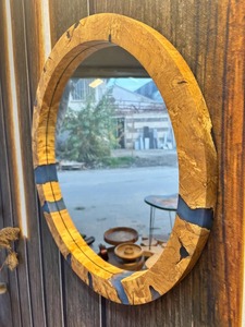 Modern Artisan Resin Wood Wall <b>Mirror</b> Stylish Decorative <b>Mirror</b> <b>Frame</b> for Contemporary Living Spaces and Home Styling - Product Image 2