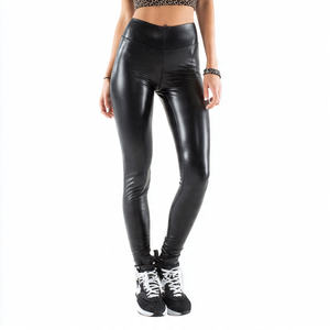 Pantalon crayon d'hiver respirant et écologique pour femme, taille haute élastique en PU et cuir de mouton, style streetwear - Product Image 6
