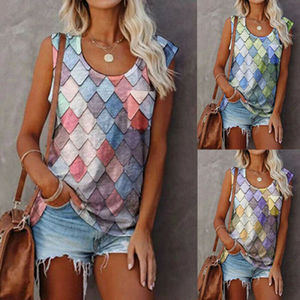 Camiseta sin mangas con tirantes para mujer, 100% algodón, estilo casual, cómoda, holgada, con encaje y decoraciones de cinta. - Product Image 6