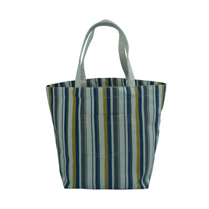 Sac fourre-tout en toile naturelle 12 OZ à rayures multicolores avec poche intérieure suspendue et poche extérieure en V, doublure en taffetas de polyester - Product Image 1
