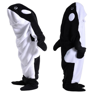 Lindo disfraz de orca con capucha, mono de dormir de longitud completa para mujer, ropa de casa de invierno de forro polar suave - Product Image 2