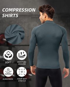 Men MMA Rash Guard Compression Shirt Turtle Neck <b>Long</b> <b>Sleeve</b> Athletic <b>Base</b> <b>Layer</b> Rash Guard For Gym Training Running Cycling Top - Product Image 5